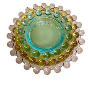 Vintage Nesting Imperial Glass Candlewick Ashtrays Lot of 3 Different Colors MCM